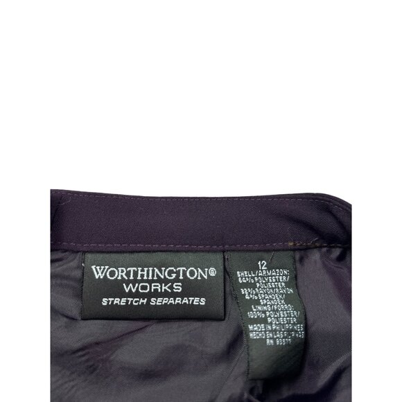Vintage Y2K Worthington Works Women A-Line Pleated Skirt 12 Dark Purple Academia - Picture 5 of 6